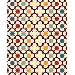 Load image into Gallery viewer, Moroccan hexagon lattice blind pattern in white, brown, yellow, red, blue and green, full design view
