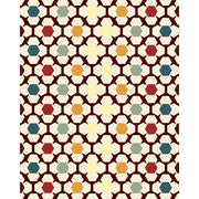 Moroccan hexagon lattice blind pattern in white, brown, yellow, red, blue and green, full design view