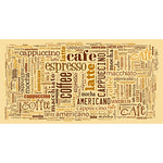 Load image into Gallery viewer, Coffee Word Cloud glass film pattern in brown and orange, full design view