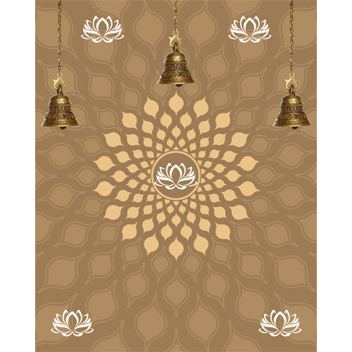Sacred Lotus Harmony glass film pattern in sand, gold and white, full design view