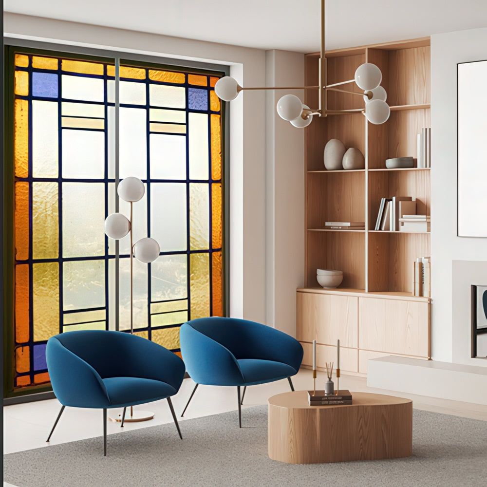 Art deco stained glass film on a window — Lolli & Omi