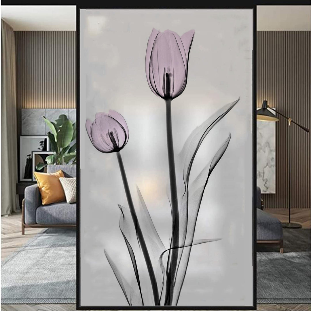 Pink tulip x-ray glass film on a window — Lolli & Omi